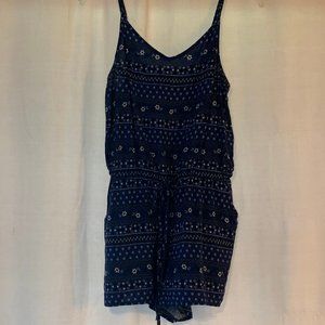 Blue and White Floral Romper